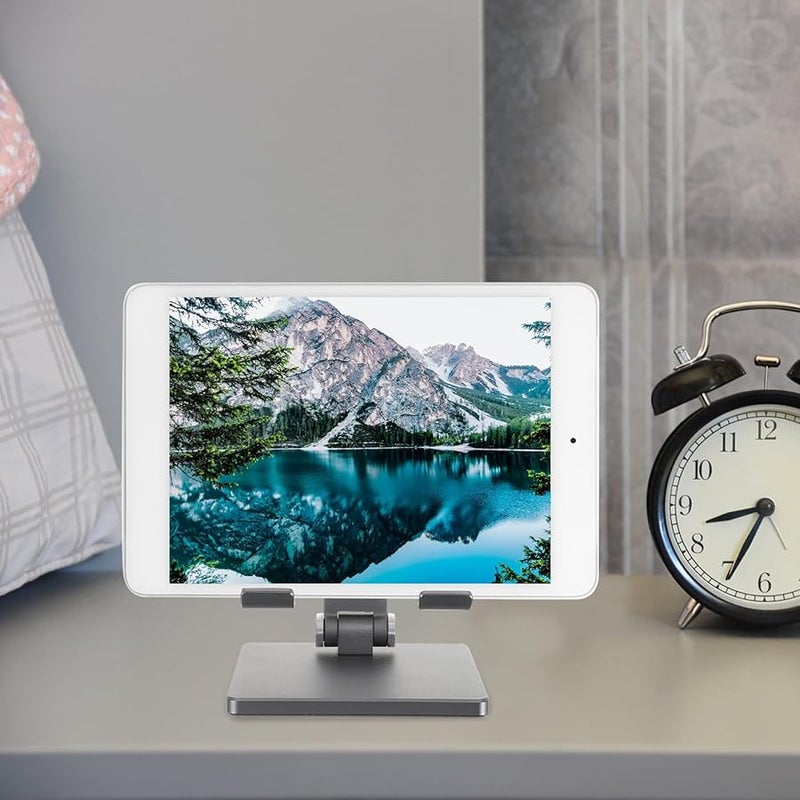 Adjustable Folding Tablet Stand Universal Metal Bracket Multi Angle Desk Holder Space Gray - Image 3